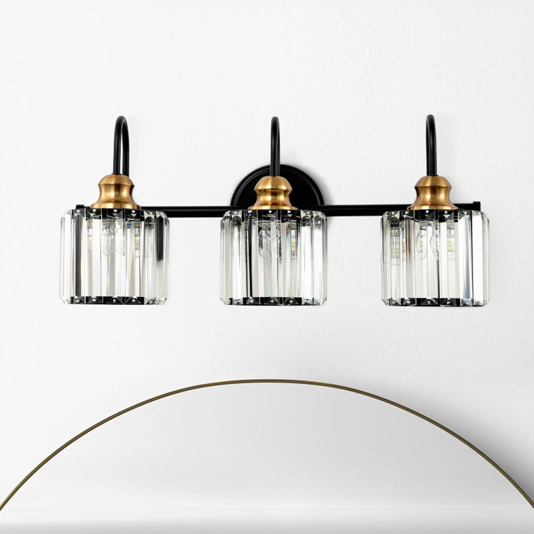 Mercer41 Gjystina 3Light Dimmable GoldBlack/Chrome Crystal Vanity